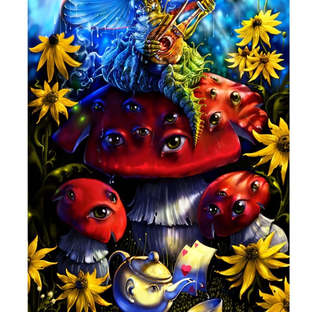 Alice In Wonderland Caterpillar Heady Art Print Tapestry ~ 30" x 45" ~Brand New!